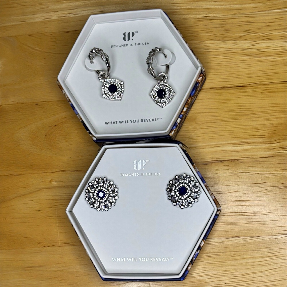 Bomb Party Earrings Women OS Blue NWT Sept 2025 Sapphire Wild Enough Moon Set